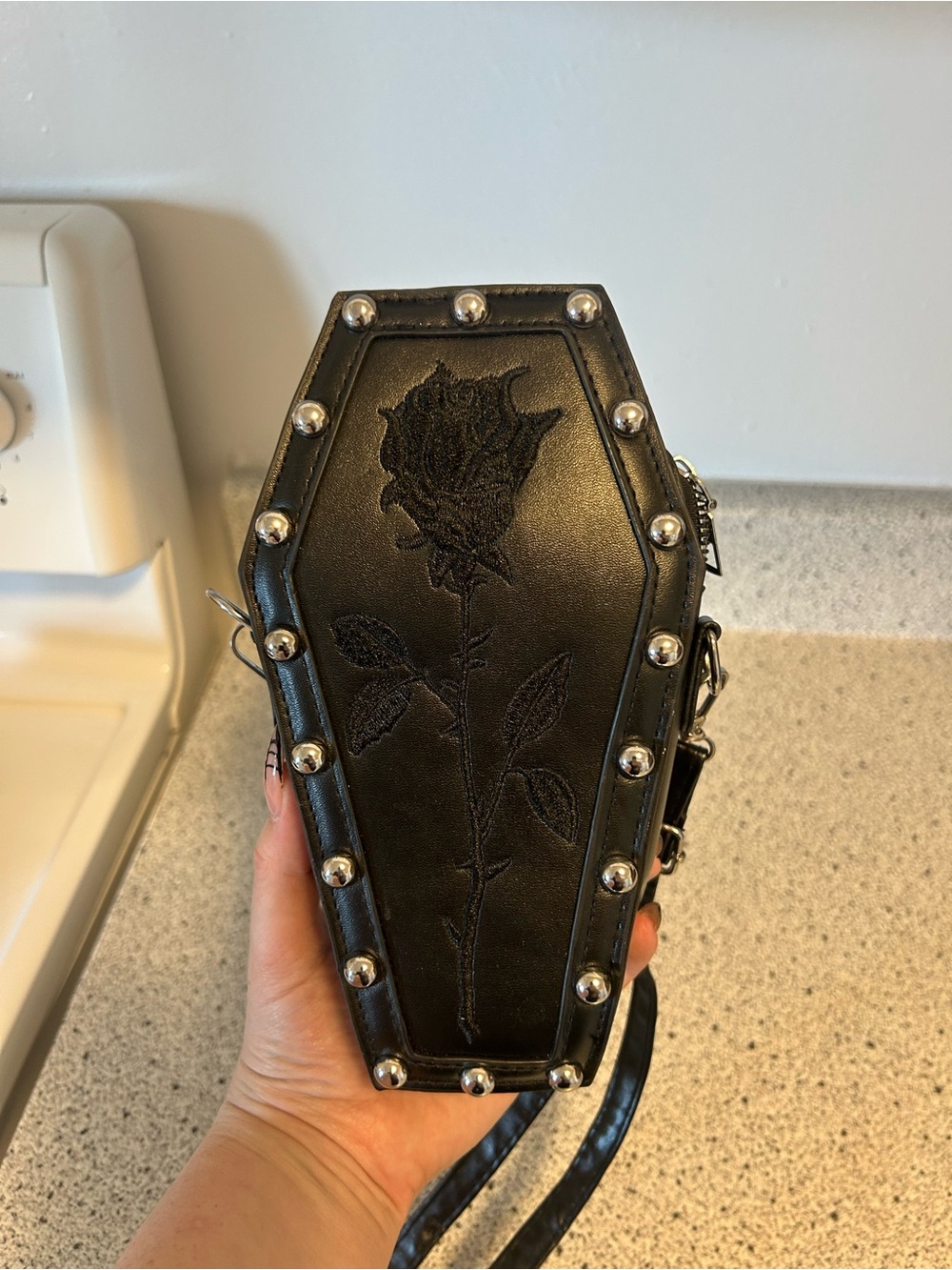 Black Rose Coffin Crossbody Bag - Gothic Statement